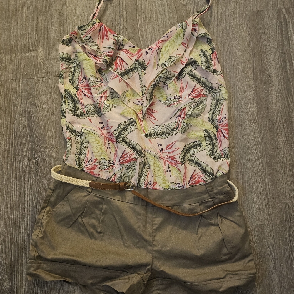 Tropical Print Sleeveless Romper Size 38/M